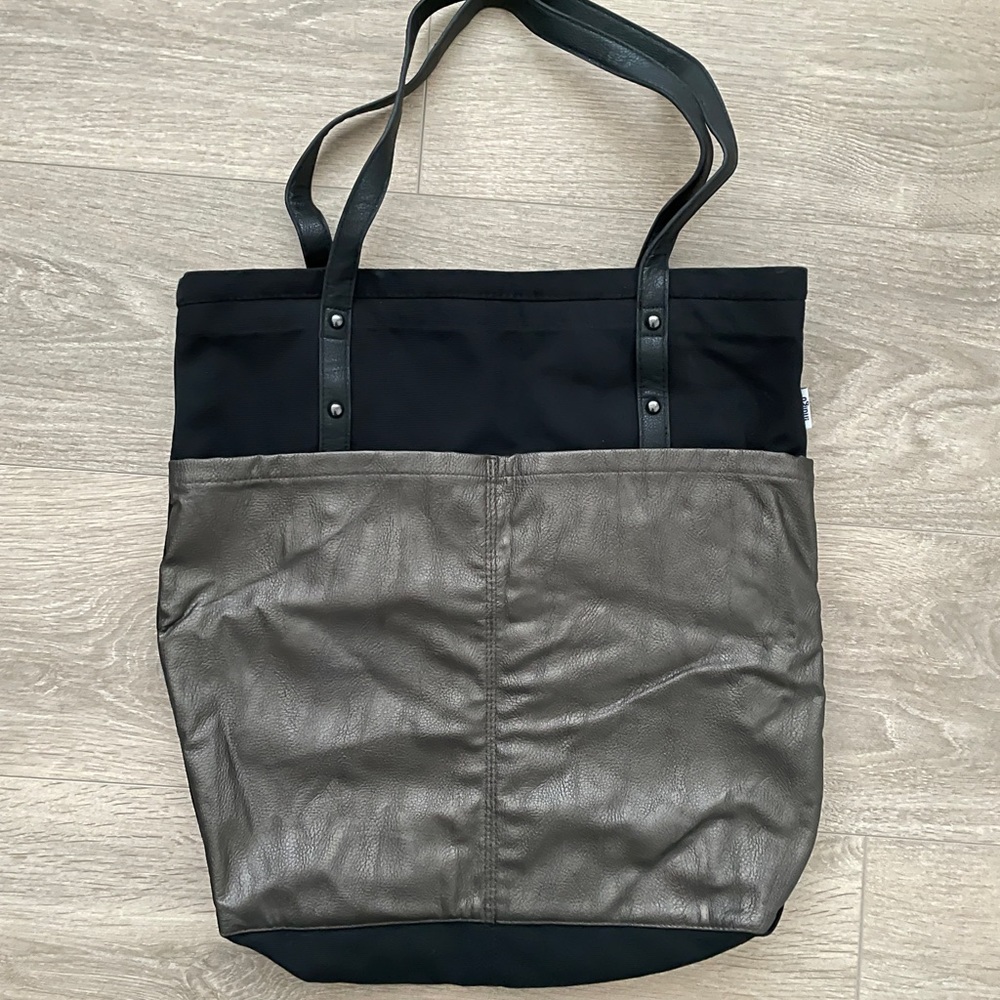 Indigo Canvas Leather Tote Bag